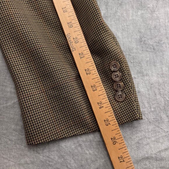 Austin Reed Blazer Men 52R Tan Green Houndstooth Wool Classic Career‎ Dillards - Picture 7 of 15